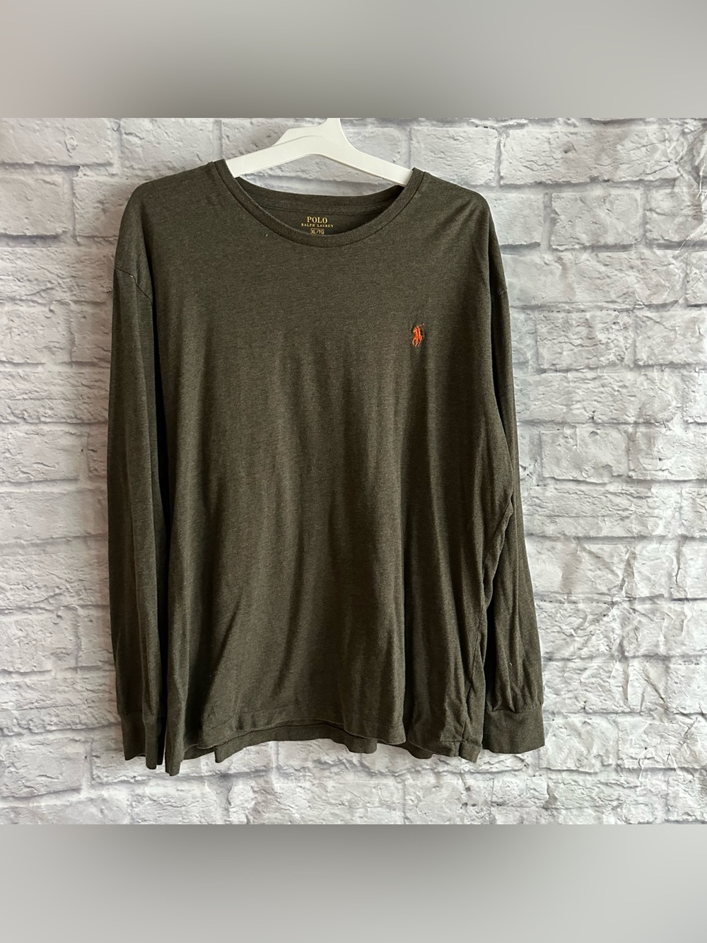 PREOWNED POLO RALPH LAUREN LONG SLEEVE BROWN TSHIRT SIZE XL